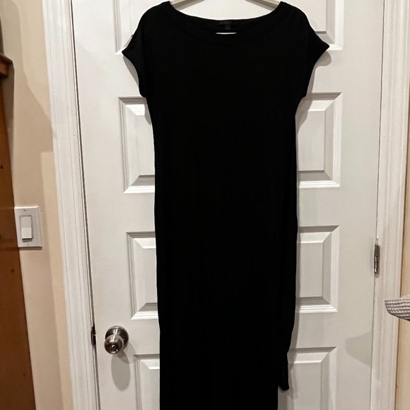 COS black cotton dress with draped "cape" - Picture 2 of 4